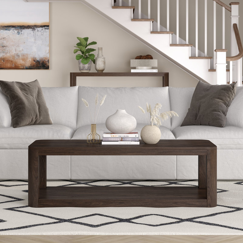 Analisia 47" Wide Rectangular Coffee Table in Alder, Brown