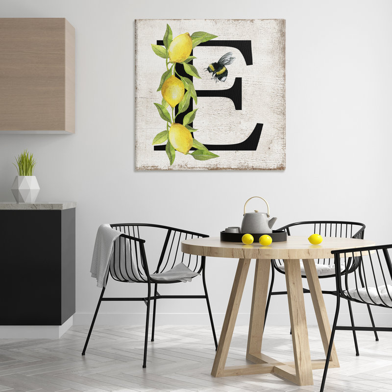 "Lemon & Bee", art mural sur toile par Creatif Belle bp-604_CN, H 36 po x l 36 po
