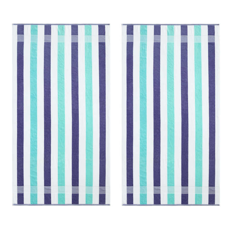 Calvin Klein Pop Color Stripe Blue 2 Piece Beach Towel Set, Pop Color Stripe Blue