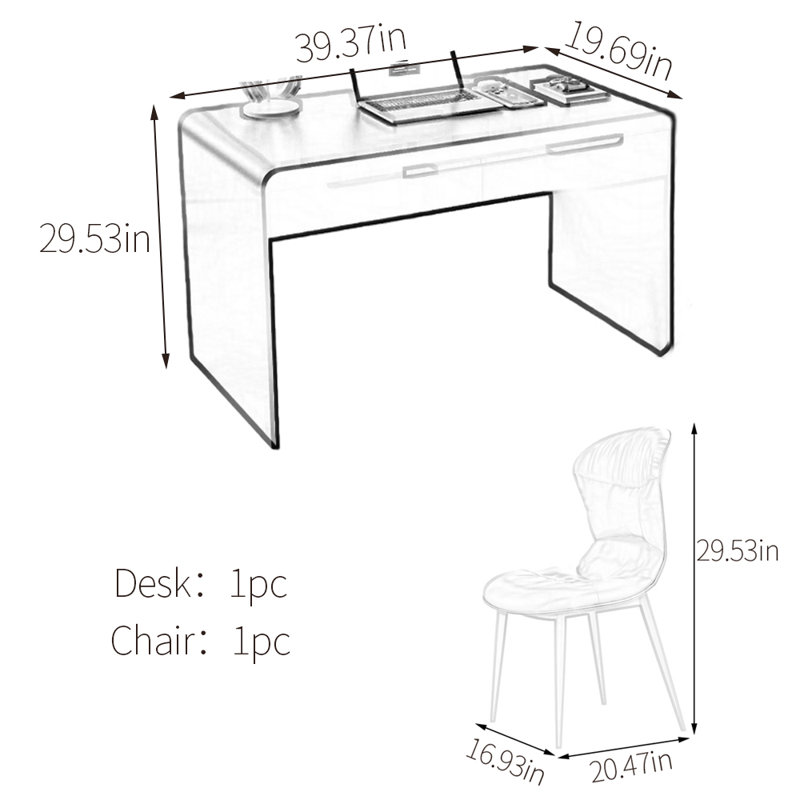 Ensemble de bureau Goodlow, H 29,53 po x l 39,37 po x P 19,69 po, Noir