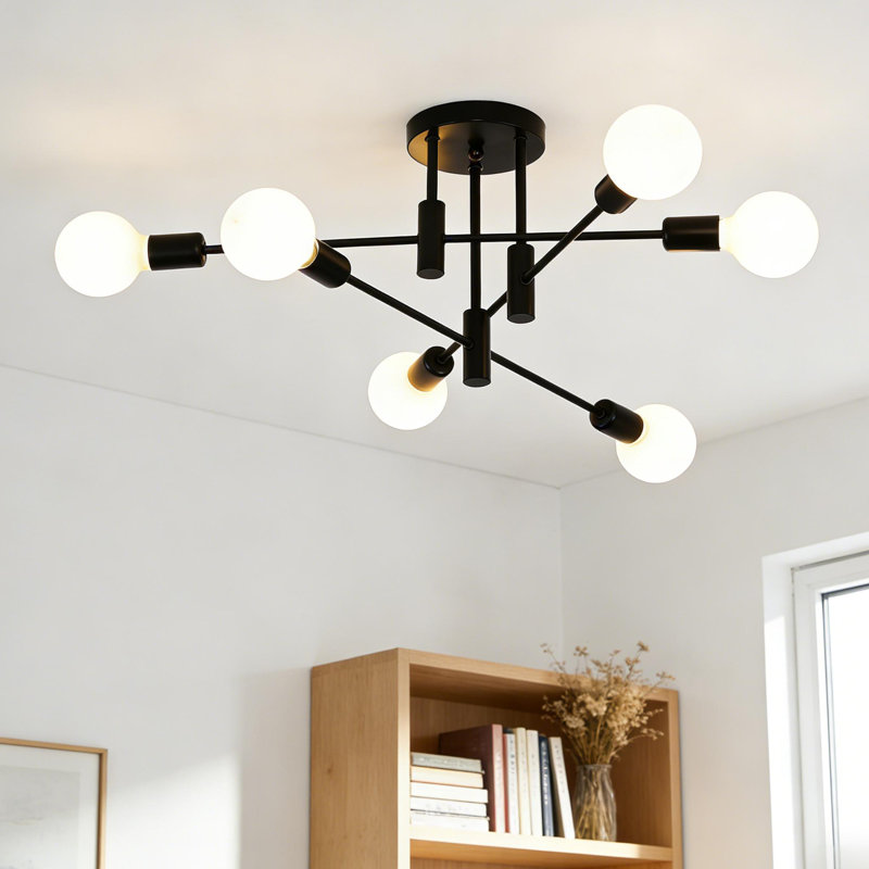 Lustre sphérique spoutnik à 6 lumières Coblitz, Noir