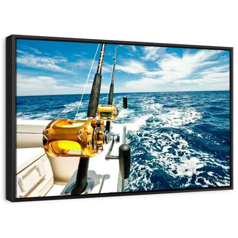 Ocean Fishing Reels Canvas Print, 25" H x 37" W