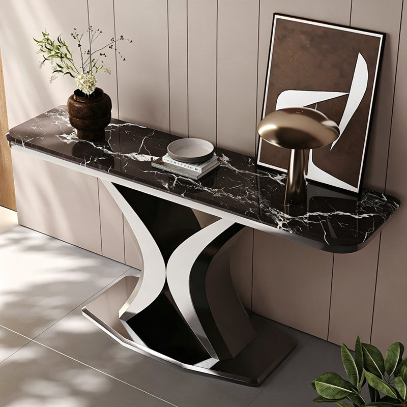 Console légère en pierre frittée de style luxueux., 33.4" H x 47.2" W x 13.7" D