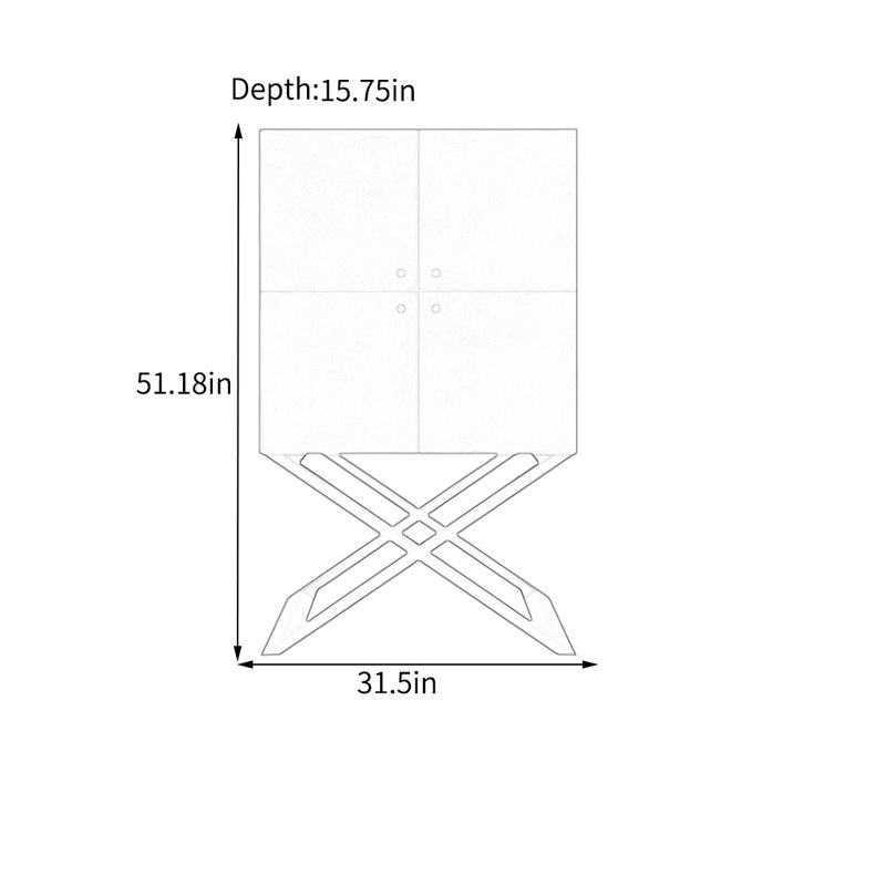 Élégante armoire de rangement à quatre portes avec plateau en pin, Brun