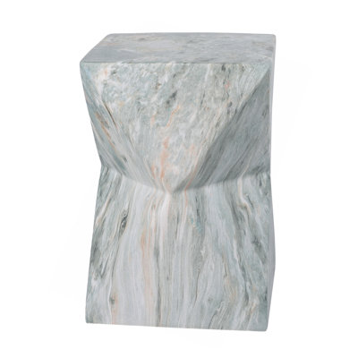 18.5"H Modern Geometric MGO Side Table, Hourglass Accent Table with Faux Marble Finish - Weather Resistant End Table for Indoor and Outdoor Use, Living Room, Bedroom & Patio, Green Marble