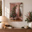Arbre vert avec rubans roses dans une pièce rose, art mural sur toile de Noël-1167763556