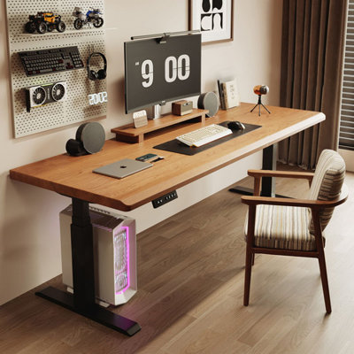 Solid wood electric height-adjustable desk