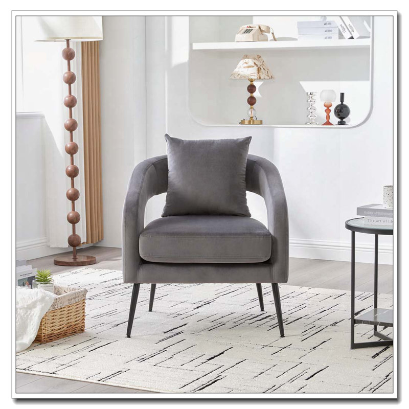 Chaise d'appoint rembourrée en velours, Gris anthracite