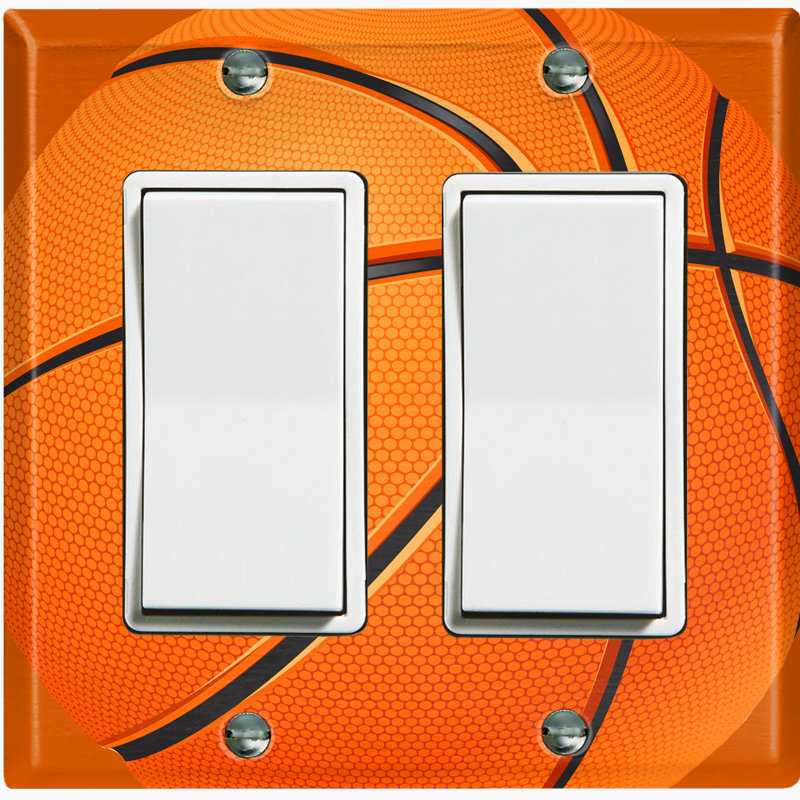 Metal Light Switch Plate Outlet Cover (Basketball Kids Room Sports Game - Single Toggle)