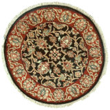 Hand Knotted Wool Area Rug in Black And Red