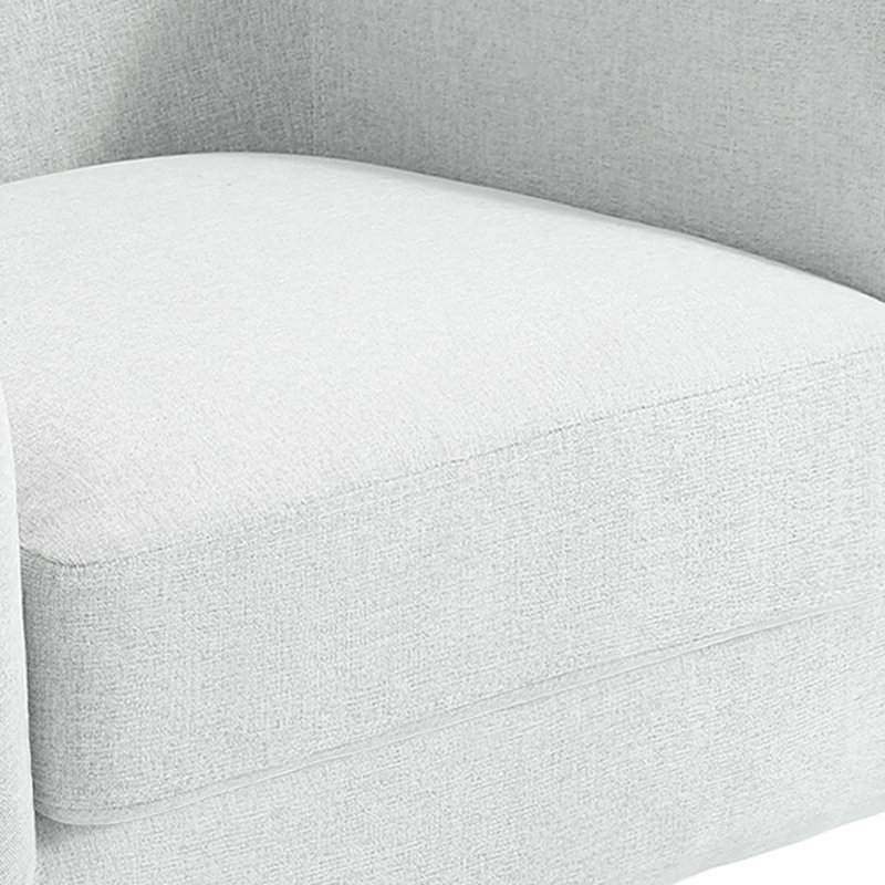 Upholstered Swivel Barrel Chair With Solid Wood Base, Beige