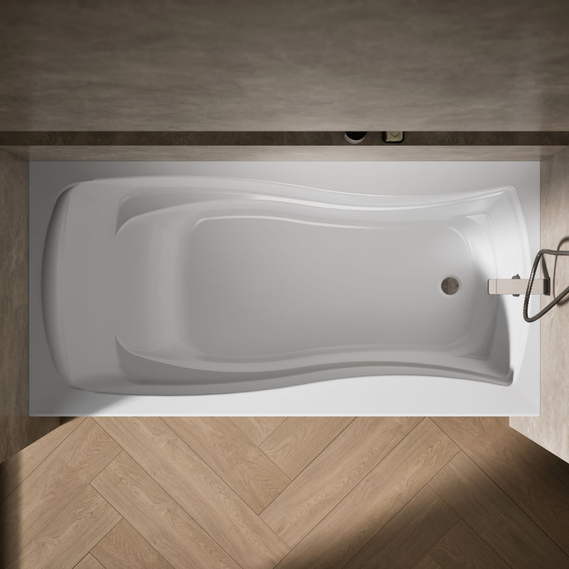 Mariposa 72" x 36" Soaking Bathtub, White, Right