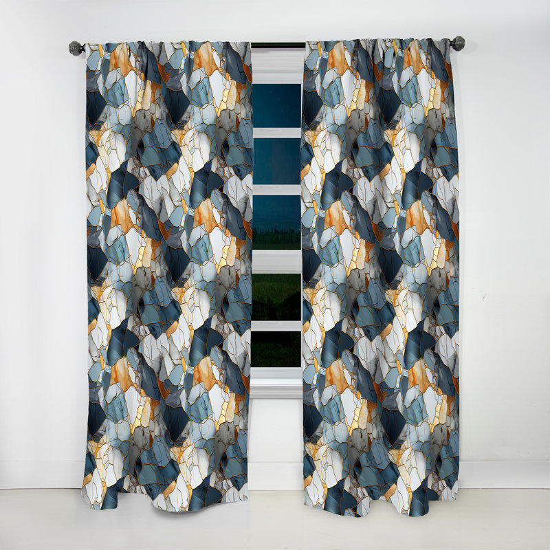 Motif de marbre Urban Oasis - Rideau de marbre abstrait - Rideau de marbre obscurcissant - 1 panneaux, L 52 po x L 84 po