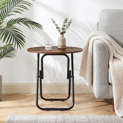 Table d'appoint ronde et pliante, table d'appoint pliable pliable, petite table de bout pliante et compacte, table de collation pliable