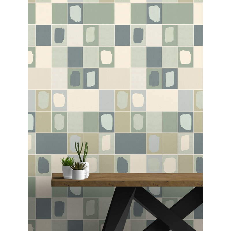 Rouleau de papier peint à carreaux L 33 pi x l 20,5 po Yuki Osada, Vert