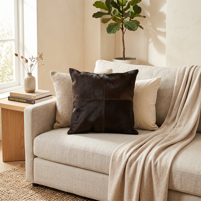 Coussin 18 "en peau de vache, Chocolat
