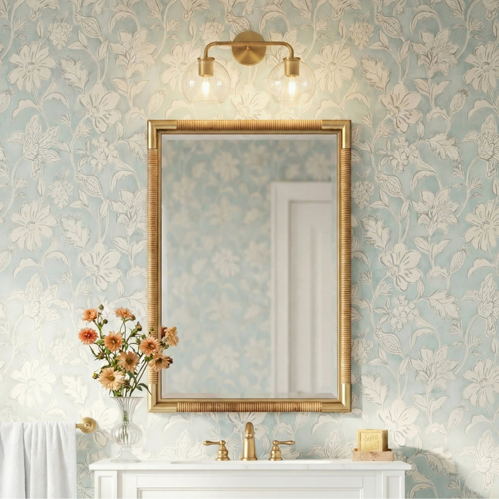 Childerley 2-Light Vanity Light, Satin Brass, Clear