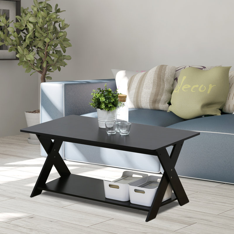 Arthurs Cross Legs Coffee Table with Storage, Espresso
