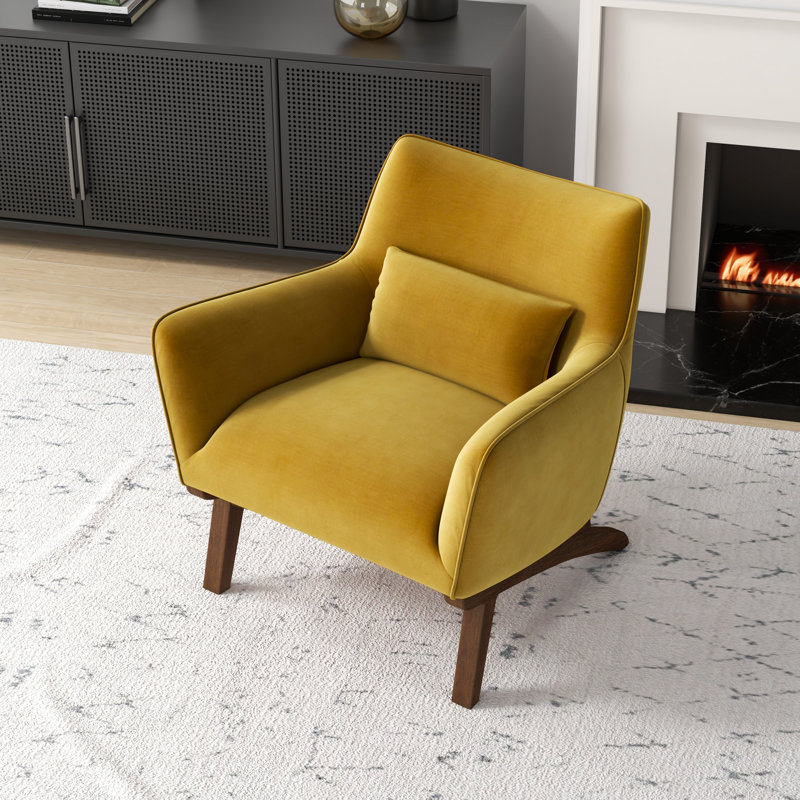 Louisville Velvet Accent Chair, Yellow Velvet