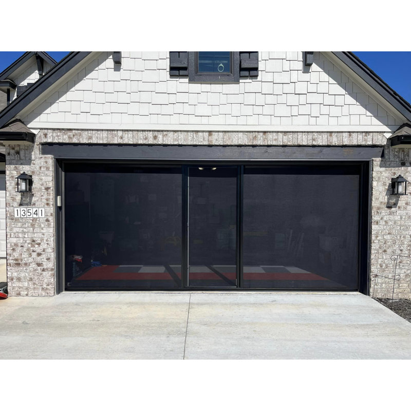 Écran de porte de garage l 6 pi x H 7 pi avec porte de passage, H 7 pi x l 6 pi, Noir