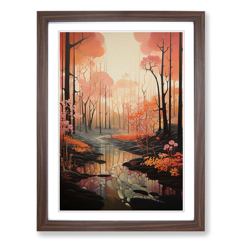 Single Picture Frame Print on Wood, 34cm H x 25cm W, Walnut Framed