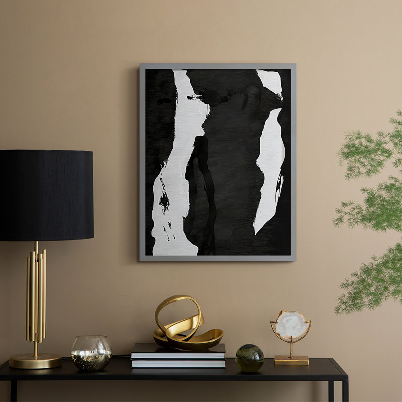 Abstrait, encadré, reproduction encadrée, H 10 po x l 8 po, Gris
