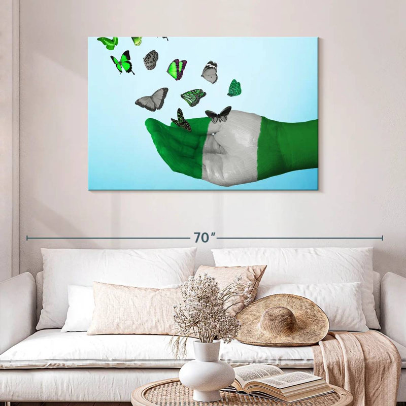 Borges Nigeria Flag Butterflies, 30" H x 45" W