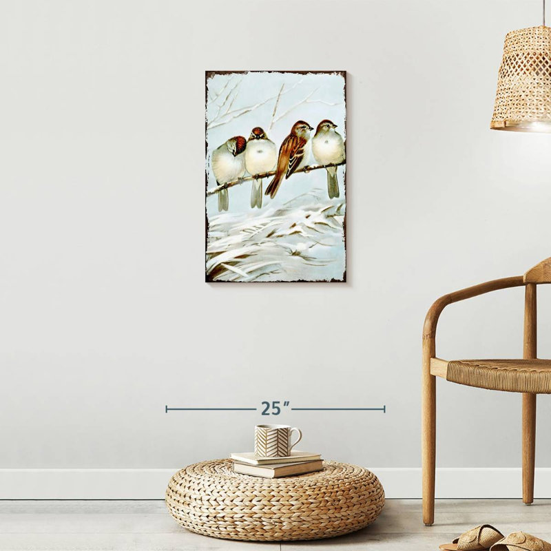 Bird Life - Eurasian Tree Sparrows, 24" H x 16" W