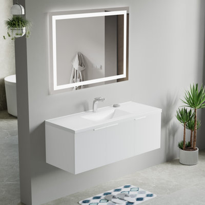 Meuble-lavabo simple en céramique blanche 48 po x l 18 po x H 7 po Dowell