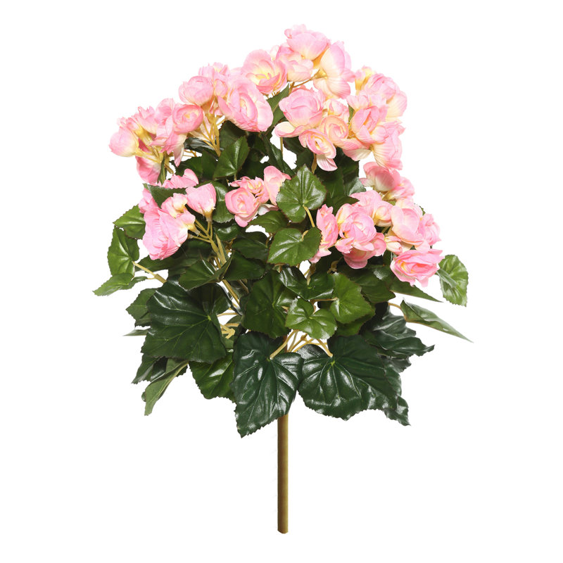 Bégonia artificiel en polyester, H 15,25 po x l 8 po x P 8 po, Orange