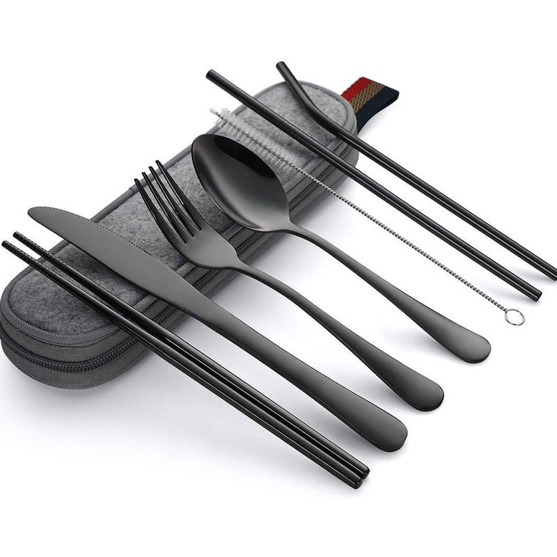 Wrought Studio™ Stainless Steel Flatware Set, Black