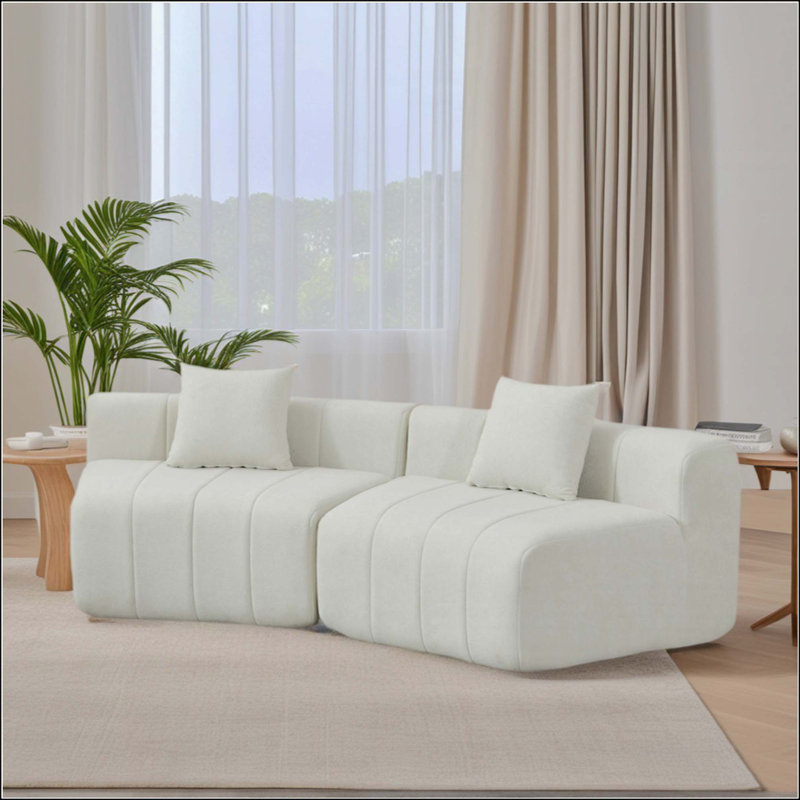 Canapé modulaire courbé Chenille, Beige