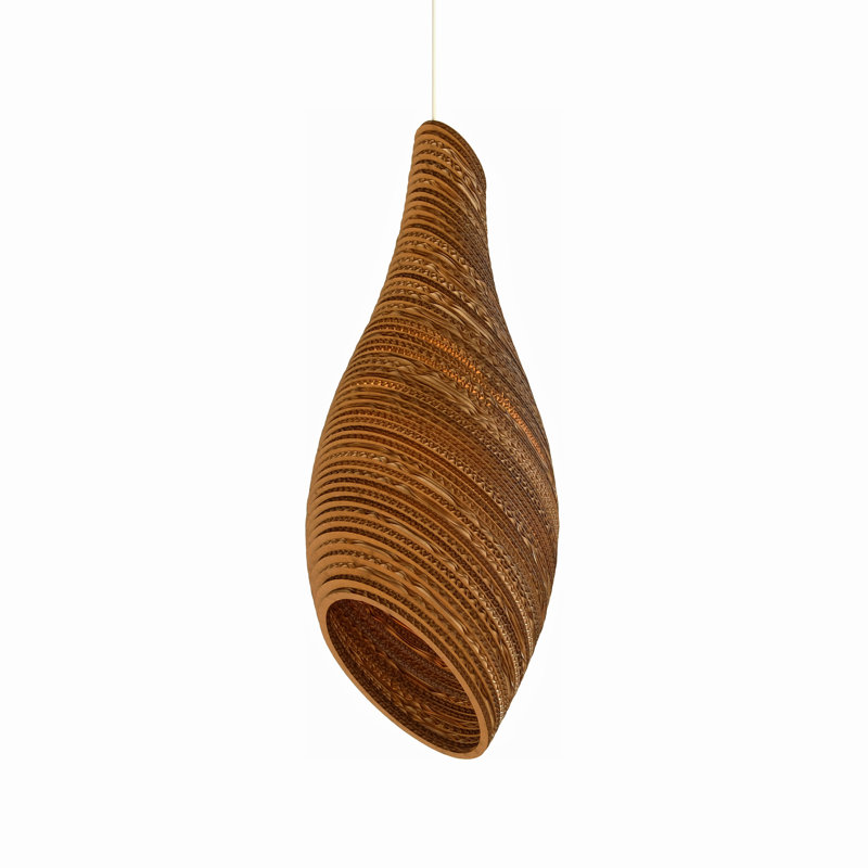 Scraplights Organic Nest Recycled Cardboard Pendant Light, 24" H x 9" W x 9" D, Blonde