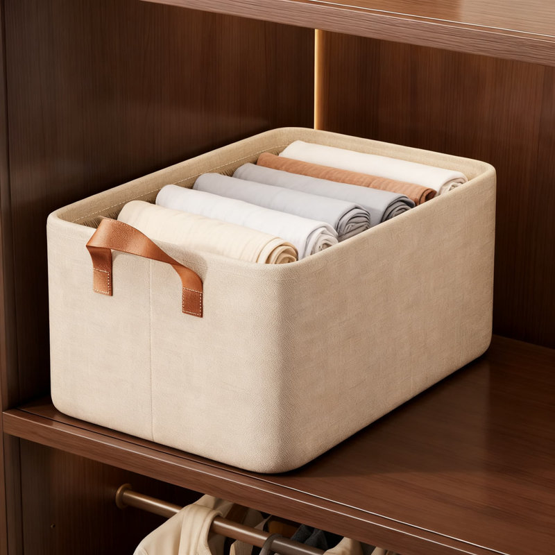 49L Large Capacity Foldable Storage Bin With Sturdy Steel Frame, Ideal For Organizing Clothes, Blankets, Toys, Books, And Household Items,Beige