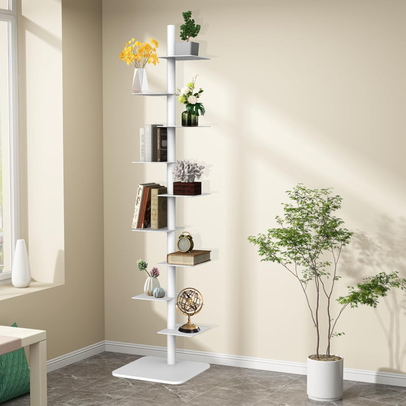 9 Tier Spine Bookshelf Tower, Adjustable Vertical Spine Book Tower Floor, Vertical Bookshelf For Study Room,Living Room,Office,Bedroom