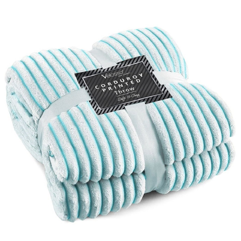 Allia Thermal Modern Printed Cord Throw Blanket, Teal, W150 x L200cm