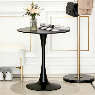 Table de salle à manger ronde 31,5 po, base piédestal moderne Mid-Century, table de cuisine en panneau de fibres à densité moyenne