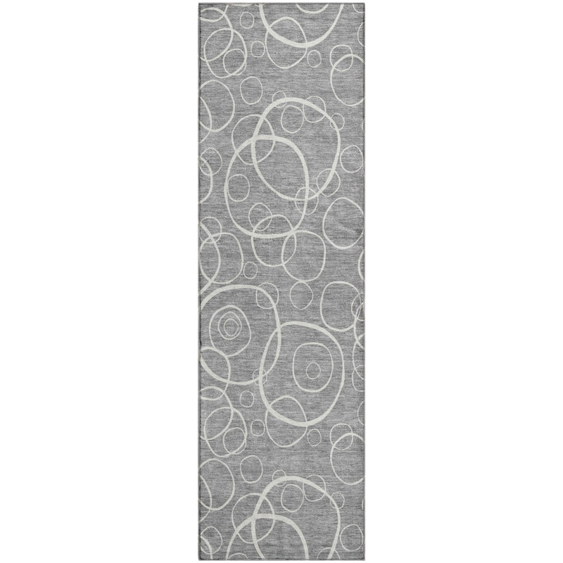 Premium Machine Washable Mayfield AMF2407 Bubbles Rug, Gray, 2'3" x 7'6" Runner