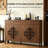 55.12"Brown Oriental Slatted Solid Wood Shoe Cabinet