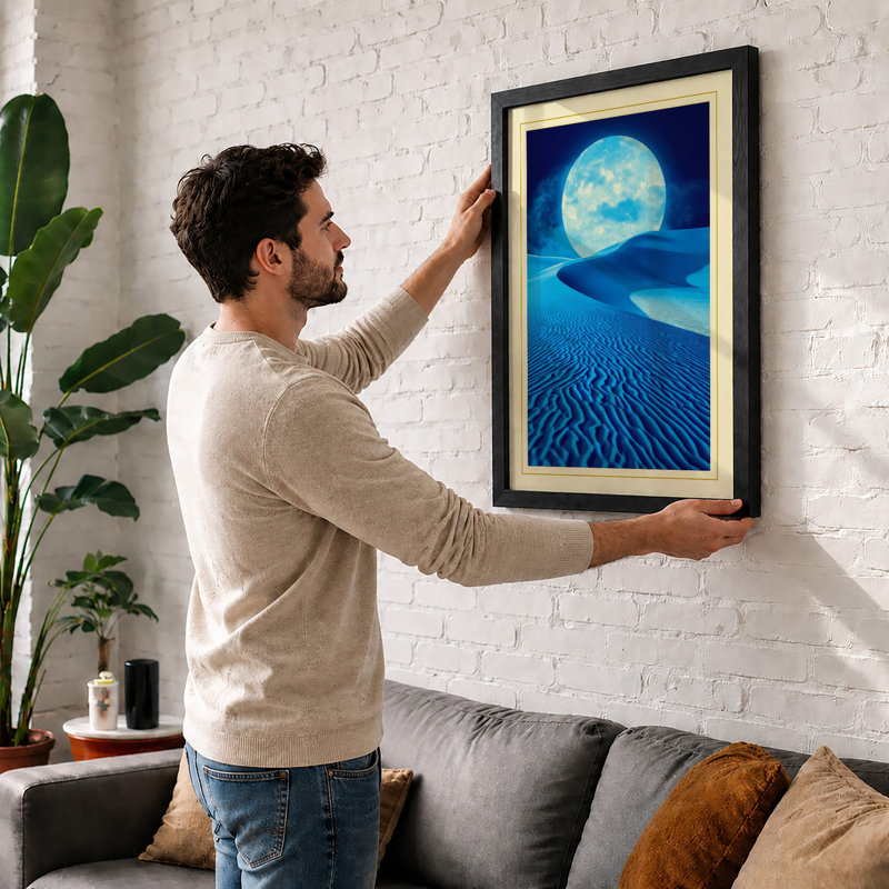 Desert Under Stars Minimalist - Print, Walnut, A4 - 29.7 x 21.0 cm