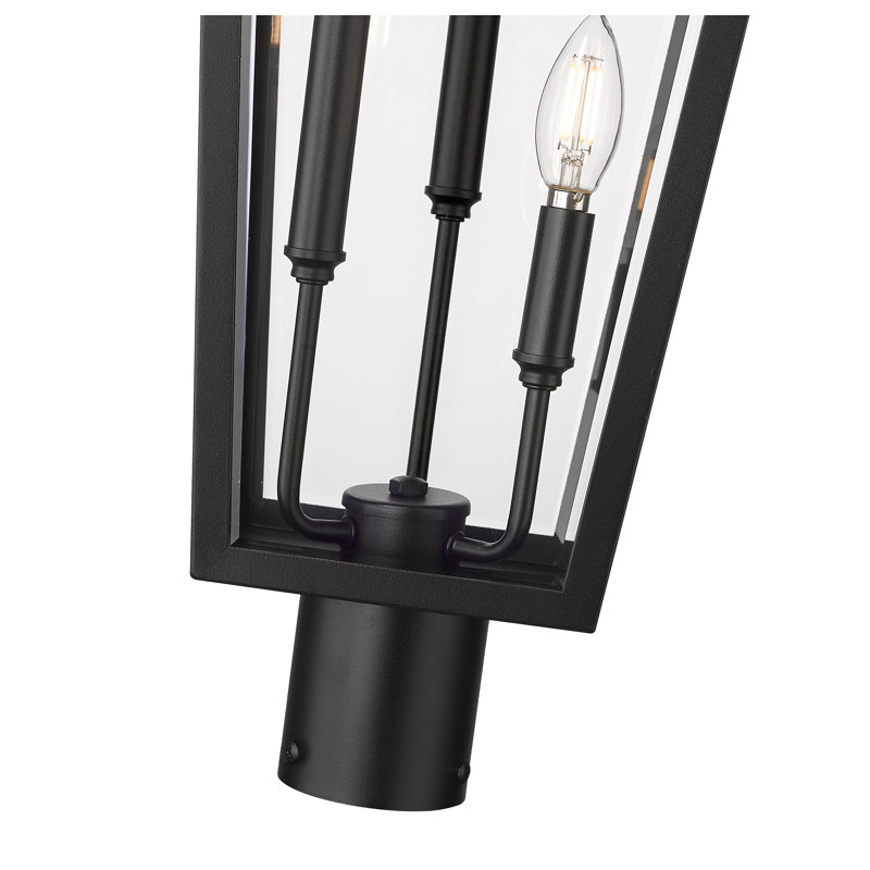 Barling 3 Light Outdoor Post Mount Fixture in Black, 31.5'' H x 12'' W x 12'' D