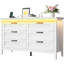 Commode 6 tiroirs, prise de courant et lumière DEL, commode double pour chambre à coucher-2094679572