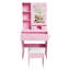 Coiffeuse rose avec miroir et lumières DEL, bureau de maquillage avec prise de courant, support pour sèche-cheveux et tabouret rembourré