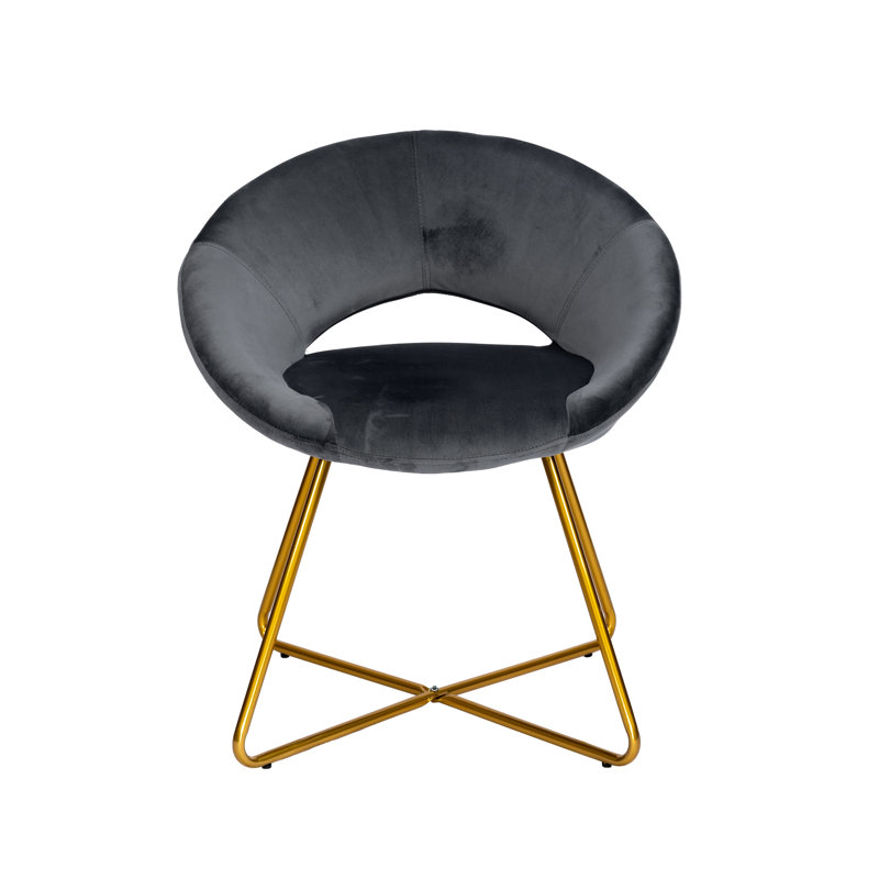 Colmar Velvet Accent Chair with Metal Legs, Dark Grey