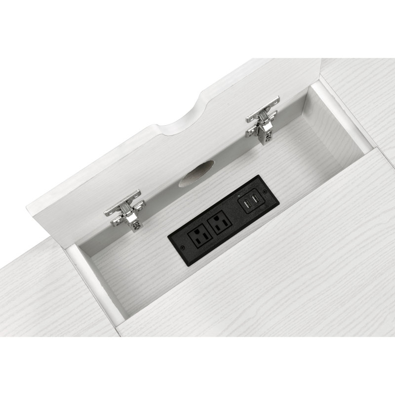 Bureau d'écriture rectangulaire avec prise - Design moderne noir et fonctionnel