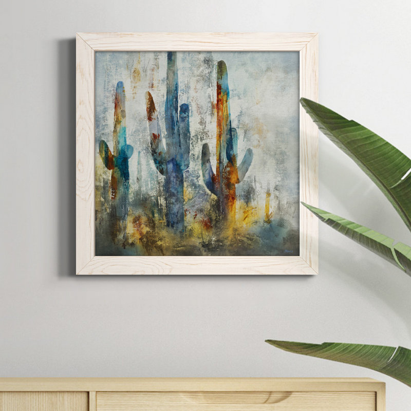 Saguaro Forest - Toile encadrée de qualité supérieure - prête à être accrochée, Cadre blanc, H 20 po x l 20 po x P 1,5 po