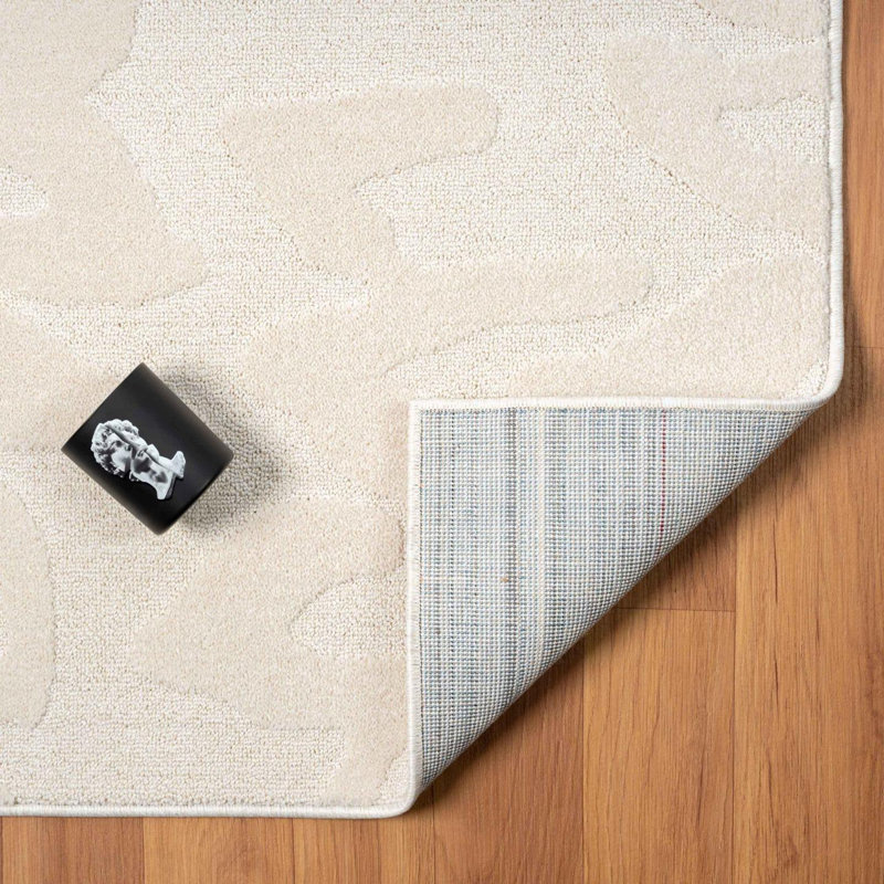 Cream Floral Patterned Synthetic 2x3 Area Rug