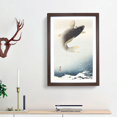 Jumping Carp Fish by Ohara Koson - Picture Frame Art Print