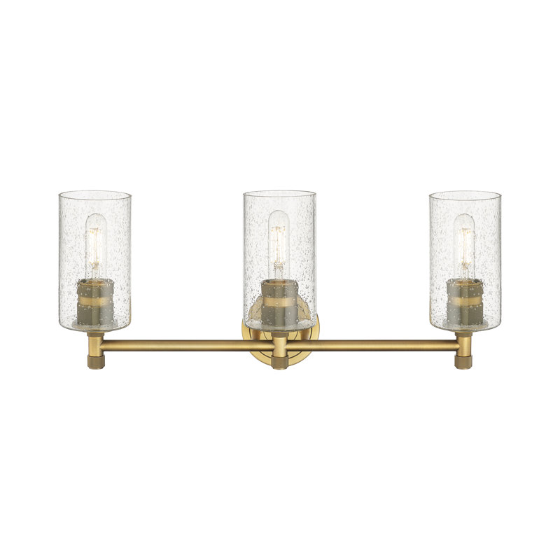 Éclairage pour meuble-lavabo mural 3 lumières Crown Point, Laiton brossé, Grainé