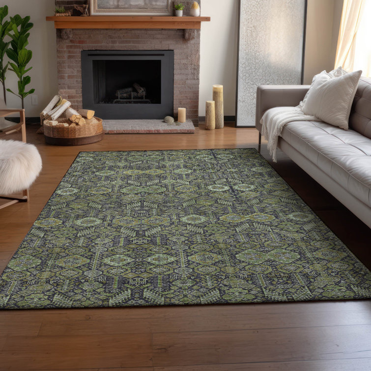 Premium Machine Washable Cerrito AMF574 Green Rug